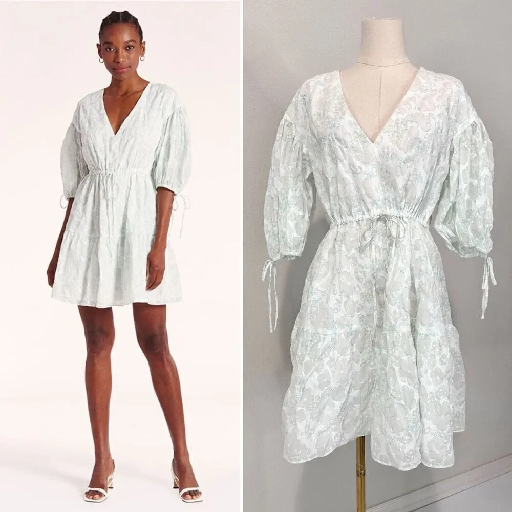 Amanda Uprichard Newman Minj Dress Puff Sleeve Size S Cottage Fairy Preppy